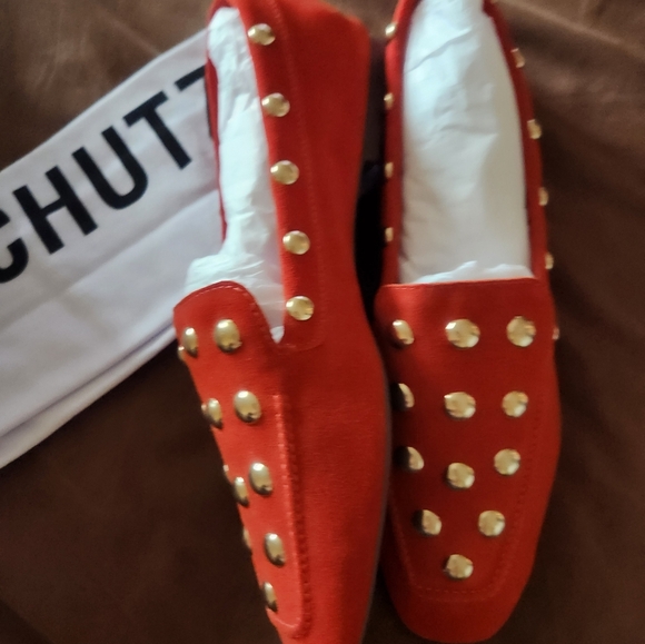 SCHUTZ LAURIE  suede red orange slip on mocassins New sz 10 - Picture 4 of 4